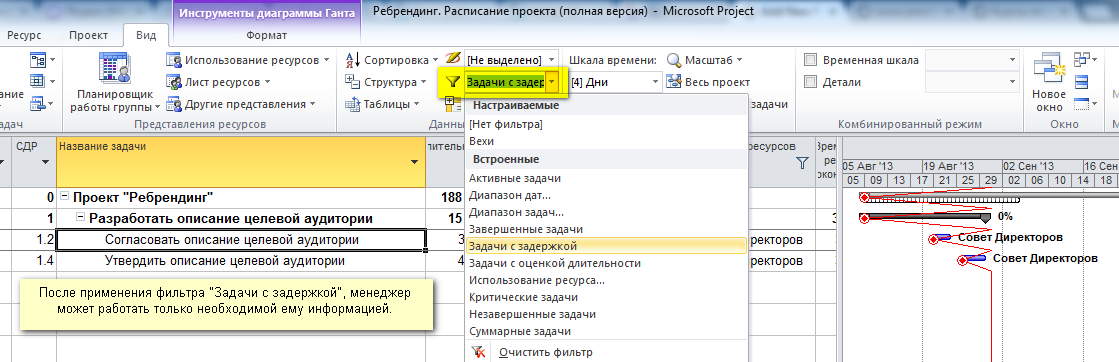 Задачи с задержкой: что это и как найти? Microsoft Project Трюки
