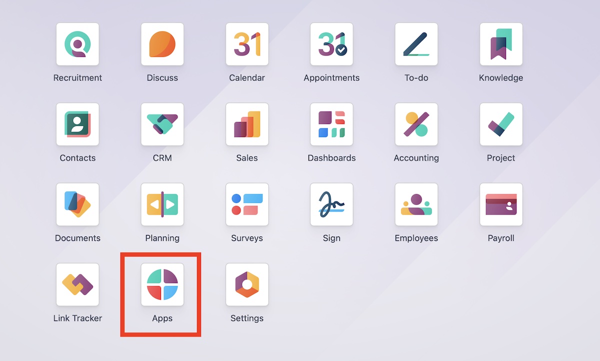 Меню App Приложения в Odoo
